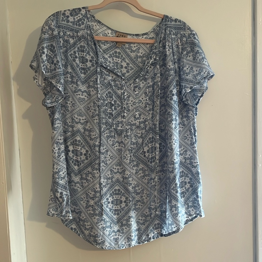 blouse, from como vintage, size XL, light blue